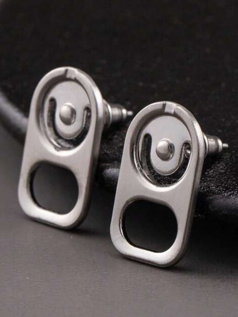 Silver Soda Tab Stud Earrings